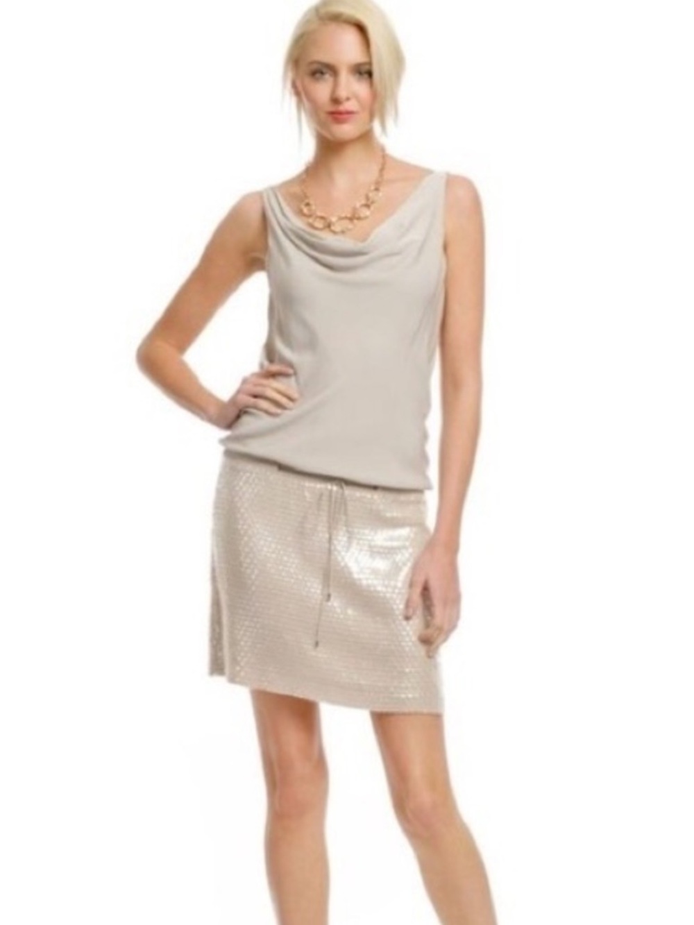 Diane von Furstenberg Neutral
Tado silk Quiet Luxury Sequin Embellished Dress 10
